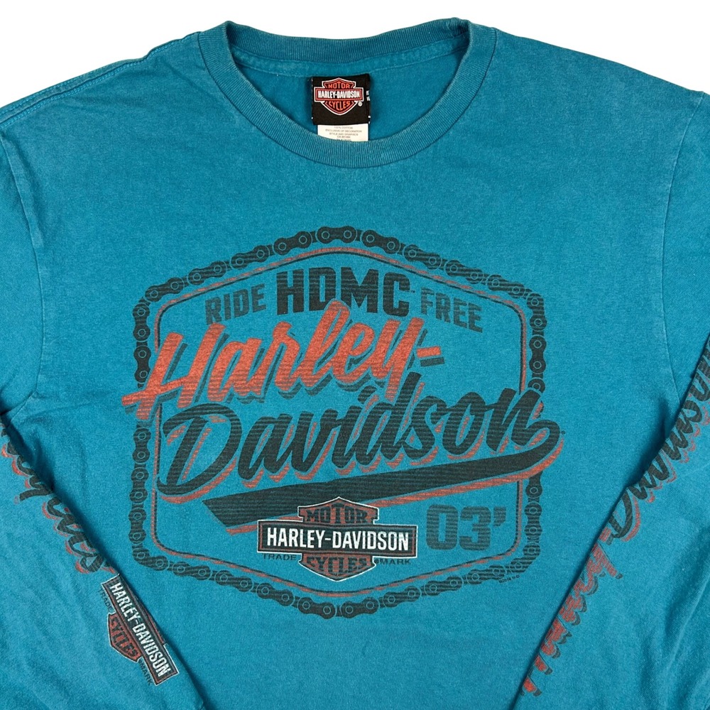 Harley-Davidson Grand Canyon Bellemont AZ Long Sleeve Graphic Tee Teal Mens L